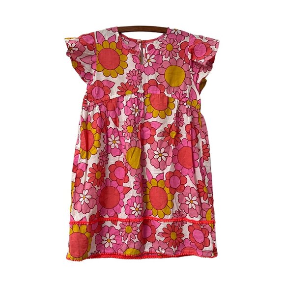 Mini Boden Pink Girls Floral Flitter Sleeve Dress Size 9-10 Years - Picture 1 of 4
